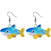 Ocean Animal Shark Tuna Dolphin Crab Dangle Earrings Resin Marine Creature Earrings for Women