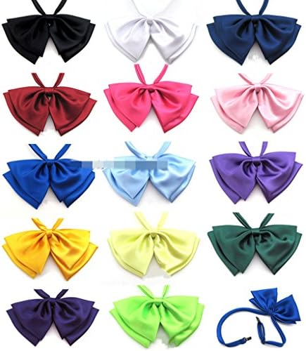 Solid Color Preppy Pre-Tied Microfiber Girl's Bow Tie 6.6 Inch X 3.93 Inch 14 Colors