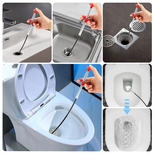Set of 2 Professional Drain Unblocker 3 m & 0.6 m Unblocker Toilet Drain Unblocker Ferret Plumbing Unblocker Sink Unblocker Probe for Toilet Sink Drain