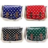 Oilcloth Polka Dots Messenger Cross Body Satchel Shoulder Bag Fit A4 Folder