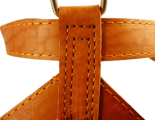 Orange Genuine Leather Dog Harness, Medium. 25"-30" Chest, 1" Wide Adjustable Straps