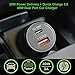 48W USB C Car Charger with 30W Power Delivery USB Type-C & 18W Quick Charge 3.0 USB Car Charger for Macbook iPhone X iPad Samsung Galaxy Note8 LG G6 V30 Pixel C Nexus 6P 5X and more