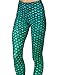 Ensasa Women's Mermaid Digital Print Green Dragon Fish Scales Leggings (Small, Green)