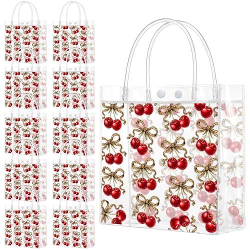 Sweetude 24 Pcs Clear Party Favor Bags with Handles, Cheetah Cherry at Amazon