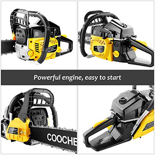 COOCHEER Chainsaw, 62CC 20" Gas Powered Chainsaw with 2 Stroke Handed