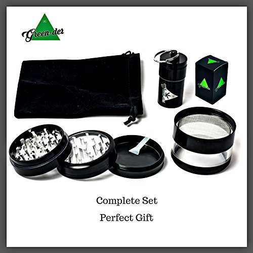 Fine Herb Grinder Set including Large, four pieces, 3.25 inches Tall