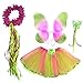 Enchantly Fairy Costume - Fairy Wings for Girls - Butterfly Costume for Girls - Hot Pink and Green Wings, Tutu, Wand and Halo