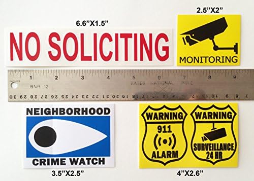 Cheap and Easy Home Security Stickers Business Security Signs - No Soliciting, Neighborhood Crime Watch, Alarm Enabled and Monitoring.