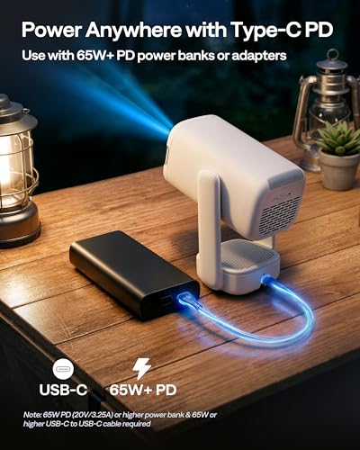 Aurzen D1 air Smart Portable Projector, Built-in Netflix app, Native 1080P HDR10, 4K Supported, USB-C Powered, TOF Auto Focus/Keystone, Dolby Audio, Projector for Bedroom, White