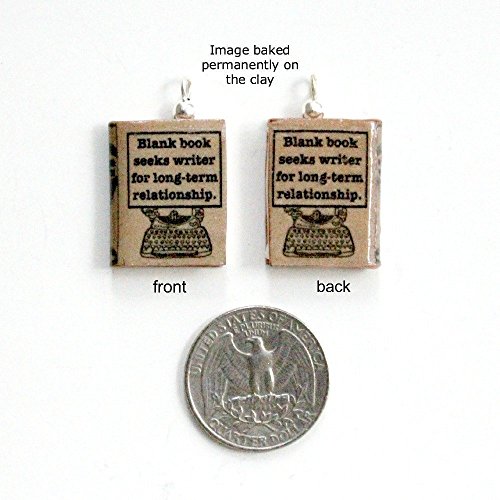 WRITER'S BLOCK Funny Clay Mini Book HYPOALLERGENIC Earrings by Book Beads - Thumbnail 2