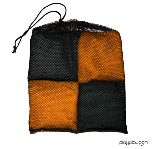 Premium Weather Resistant Duckcloth Cornhole Bags - Set of 8 Halloween Bean Bags for Corn Hole Game - Regulation Size & Weight - 4 Orange & 4 Black