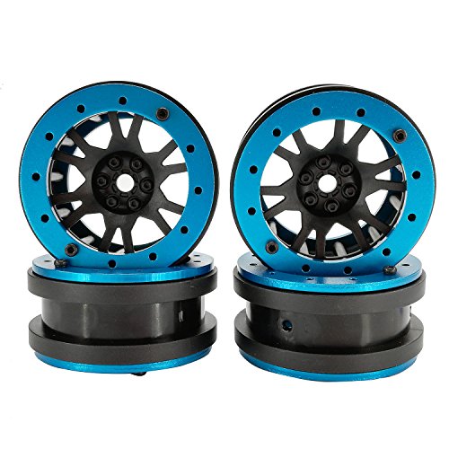 Boliduo 4Pcs 1.9 inch Plastic Beadlock Wheel Rim for 1/10 RC Rock Crawler Car Axial SCX10 RC4WD D90 TRX-4 (Blue)