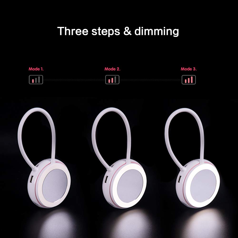 STARPIE Portable Double-Sided Lighted Makeup Mirror - 2.8inch Lighted Vanity Mirror with Lamp and Power Bank - Adjustable Rotation（3 Steps Dimming)