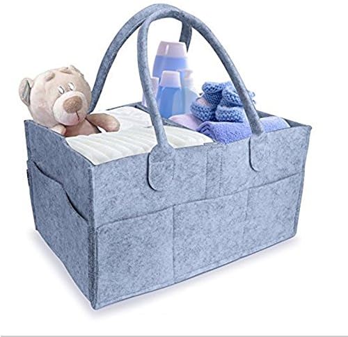 MOWANG Baby Diaper Organizer - Newborn Nursery Storage Bag Carrying Travel Bag Diaper, Portable Car Storage Box | Baby Shower Essential Gift for New Mom(gray)
