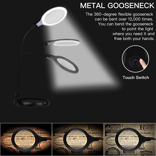 COSYWARM 3X Magnifying Lamp，Lighted Magnifying Glass with Light and