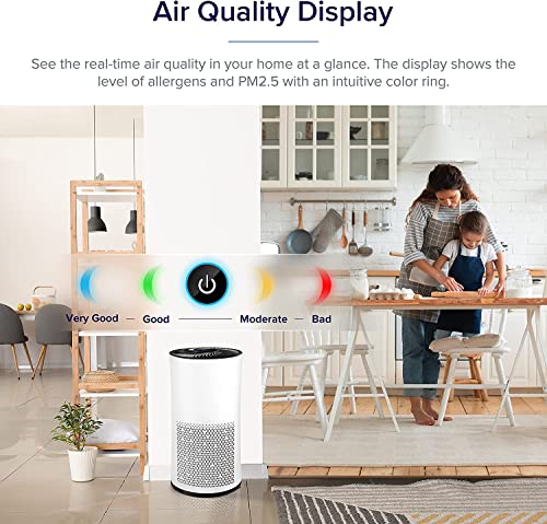 Air Purifier for Home Bedroom Office Desktop Pet Room Air Cleaner for Car with True HEPA Filters and Silence white