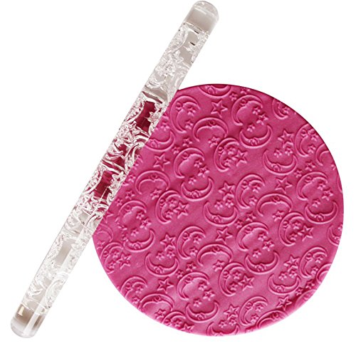image for VAlink Moon Star Transparent Embossing Acrylic Rolling Pins, Non- stic