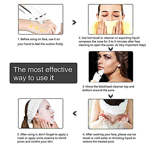 Blackhead Remover Vacuum, Pore Cleaner Vacuum Comedone Extractor Tool Device Electric Face Nose Blackhead Whitehead Remover with 3 Adjustable Suction Power and 5 Replacement Probes