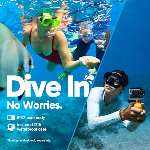 AKASO Brave 7 LE Cámara Deportiva 4K 30FPS 20MP WiFi con Tarjeta de Memoria U3 de 128GB Cámara de acción con Pantalla Táctil EIS Cámara Acuatica Sumergible 40M IPX7 Resistente al Agua