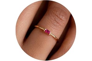 KOHOTA Dainty Gold Birthstone Rings for Women 14k Gold Plated Non Tarnish Thumb Stackable Ring Mothers Birthday Gifts Engagement Wedding Promise Rings Emerald Green Gemstone Jewelry Band Size 6-10