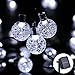 Icicle Solar String Lights, 20ft 30 LED Solar Powered Fairy Globe String Light for Indoor/Outdoor, Christmas, Home, Patio, Lawn, Garden, Wedding, Party Decorations(White)