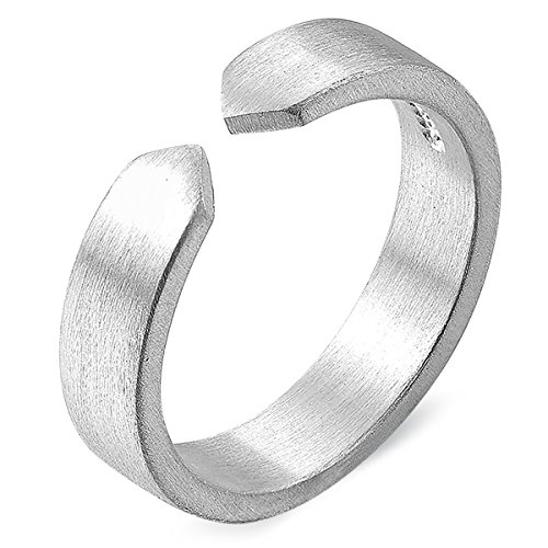 JEWME Sterling SiLver 925 Men Women Wedding Band Ring 5 mm Brushed Triangle