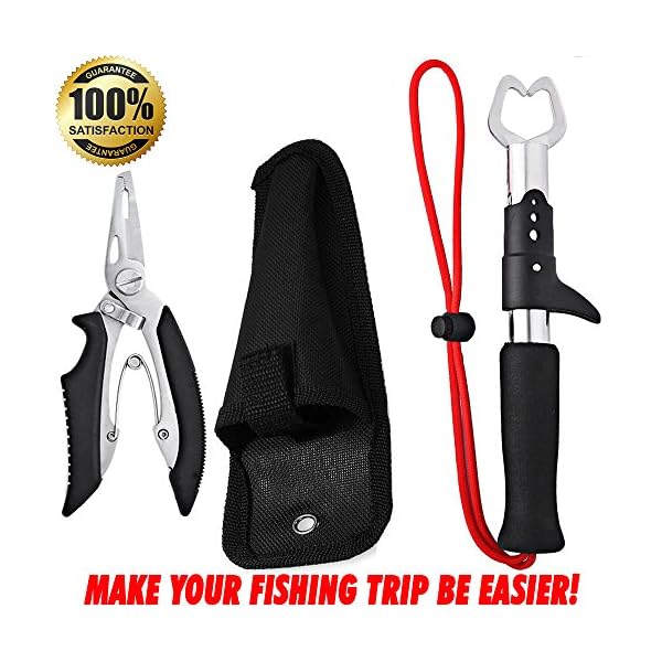 Stainless-Steel-Fishing-Pliers-Braid-Cutter-Hook-Remover-with-Sheath-and-Professional-Fish-Lip-Gripper-Grip-Best-for-Saltwater-and-Freshwater-Fishing-Any-Angler-Needs