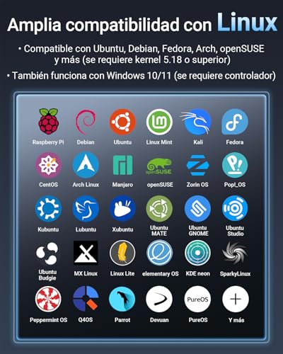 BrosTrend Wi-Fi 6E Adaptador WiFi Linux AXE3000, Adaptador WiFi USB para PC Linux Tri-Banda 6GHz y 5GHz y 2.4GHz, Wi-Fi USB 3.0 Plug and Play para Ubuntu, Mint, Fedora, openSUSE, Fedora, Debian etc.