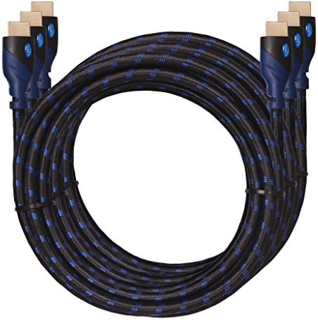 4K HDMI Cable 10ft[3 Pack]-KAYO High Speed HDMI 2.0 Cable 18Gbps[Supports 4K HDR,3D,2160P,1080P,Ethernet]-28AWG Braided HDMI Cord-Audio Return(ARC),Xbox360,PS4/PS3,Apple TV,Roku,PLUS Bonus CABLE Tie