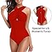 W YOU DI AN Women's Swimsuits Plus Size One Piece Tummy Control Ruched Full Lined Swimsuit Front Cross Backless Bathing Suit Red