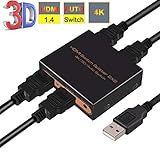 HDMI Splitter 4k HDMI Switch Auto 2 in 2 Out Support 4k@30hz 1080P 3D HDMI Switcher Compatible with PS3/4 Xbox Fire Stick Roku by SWLKG