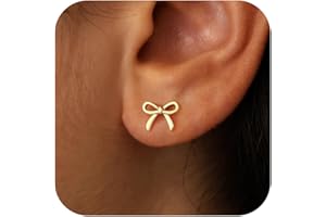 JIAOGE Christmas Gifts for Women Teen Girls Kids - Gold Bow Earrings for Women Jewelry Huggie Hoop Stud Earrings Hypoallergenic CZ Pearl Drop Bow Earring Gifts for Girls Wedding Birthday Gifts