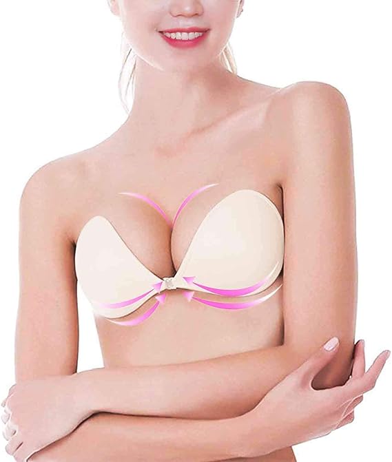 KISSBOBO Adhesive Bra Backless, Strapless Push up Bra Without Strap and
