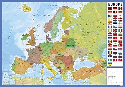 Grupo Erik Europe Map Desk Mat in French, Carte Europe, 34.5 x 49.5 cm