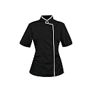Short Sleeves Women's Ladies Chef's Coat Jackets By Chef's Apparels (L (For Bust 38-39), Black)