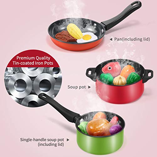 Geyiie Play Kitchen Pots and Pans Sets for Kids, 27 PCS Toddler Kitchen