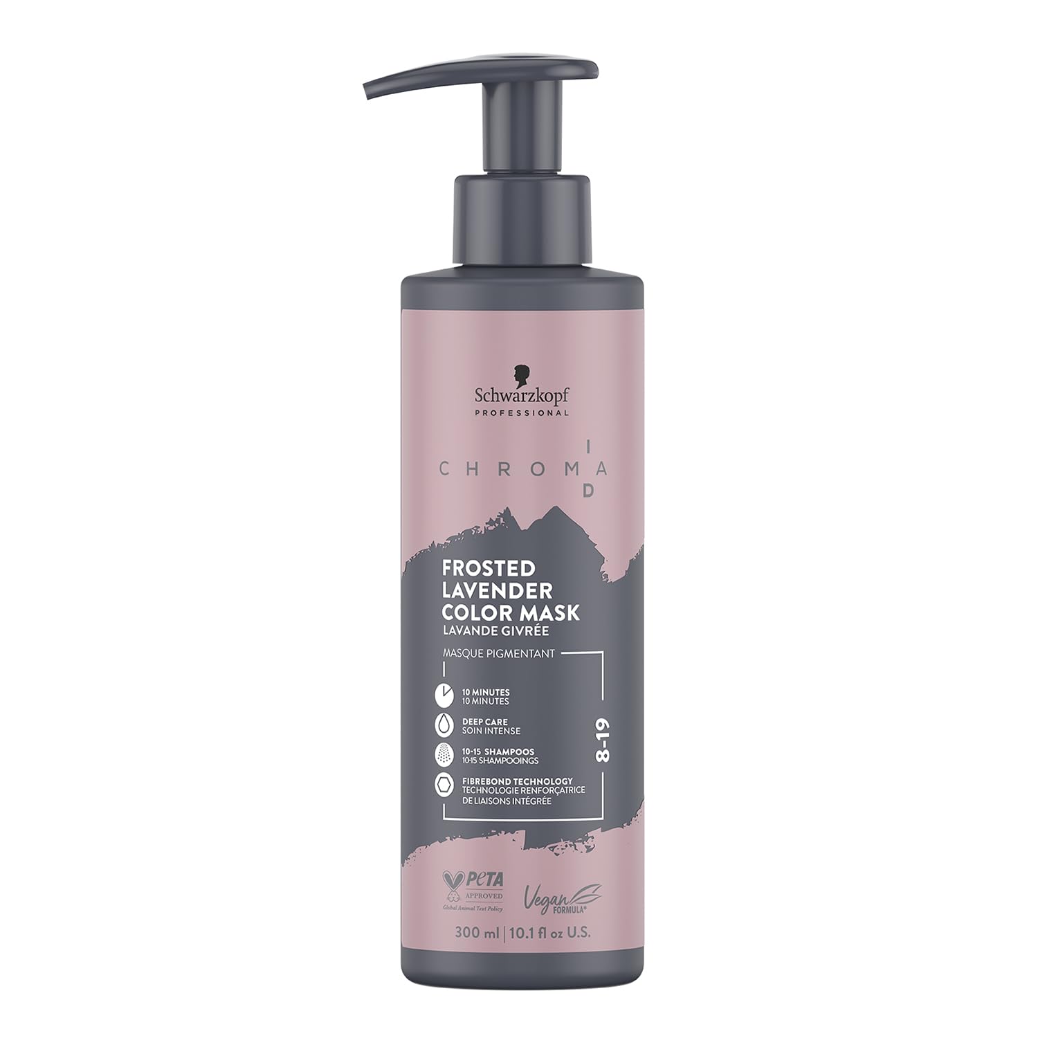 Schwarzkopf Professional CHROMA ID Bonding Color Mask Semi Permanent Mix Tone Color System Toning Enhancing Refreshing Intense Care Deep Conditioning Shine Vegan Formula 8-19 Frosted Lavender 300 ml
