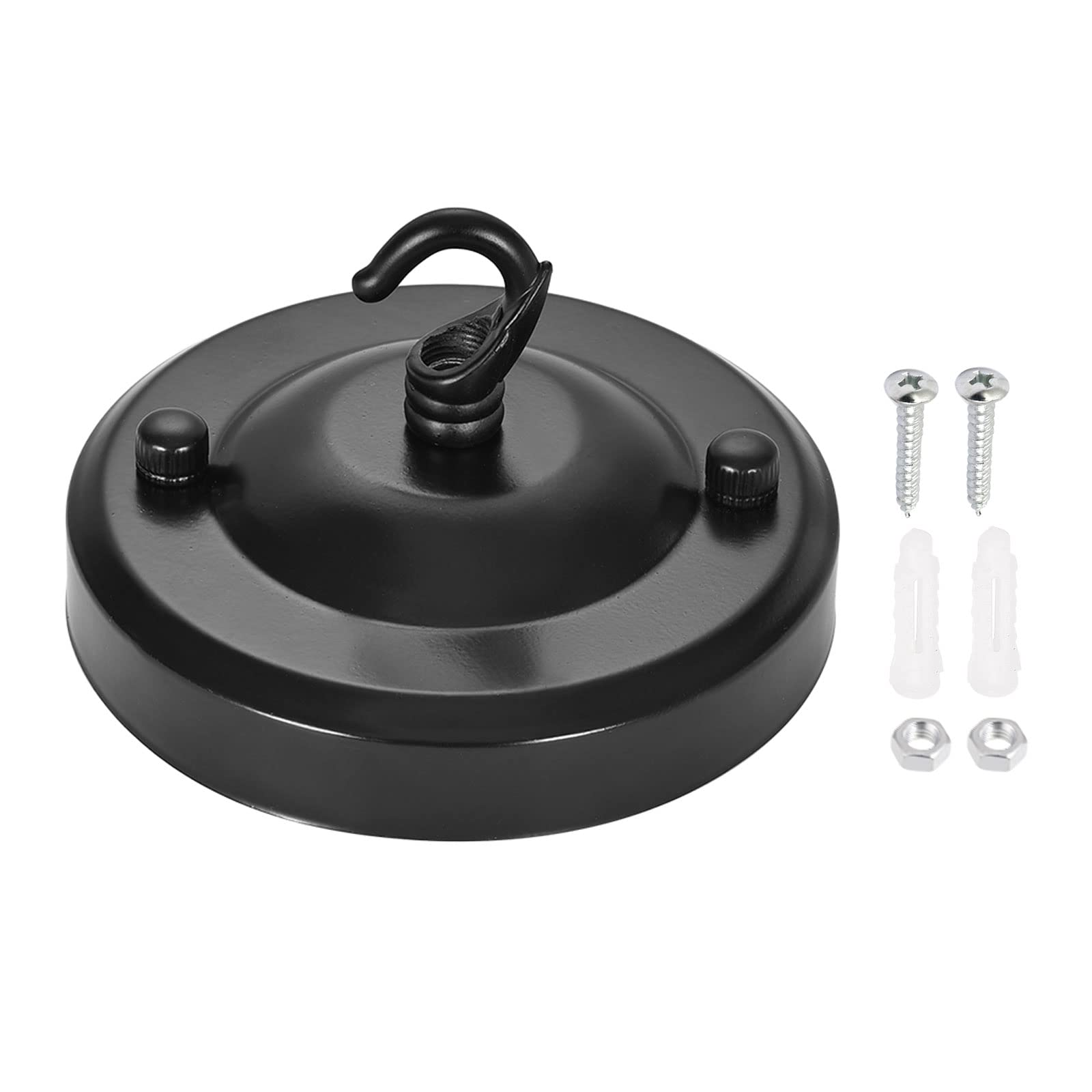 YOKIVE 1 Pcs Light Canopy Kit, Chandelier Ceiling Plate with Hook Fixing Light Accessory Great for Home Office (Black, 4.1x2.56-Inch)