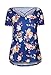 Dokotoo Womens Summer Criss Cross V Neck Floral Print Cotton Casual Blouse T Shirt Tops Navy X-Large