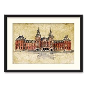 Black Framed Canvas Wall Art Architectural Drawing Home Artwork Decoration for Living Room, Bedroom - 23x31 inches