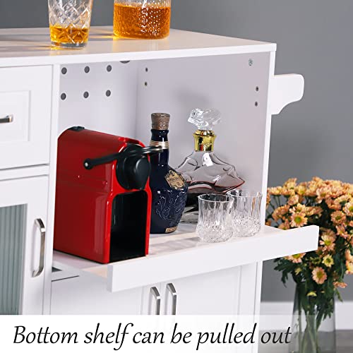 PHI VILLA Kitchen Cart with Locking Wheels Microwave Cart with Storage