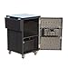 Outsunny 35” Rolling Rattan Wicker Outdoor Kitchen Trolley Cart - Deep Coffee