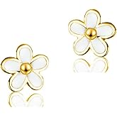 18K Gold plated 925 Sterling Silver Little Daisy Earrings Studs for Women Petite Flowers Studs Earrings