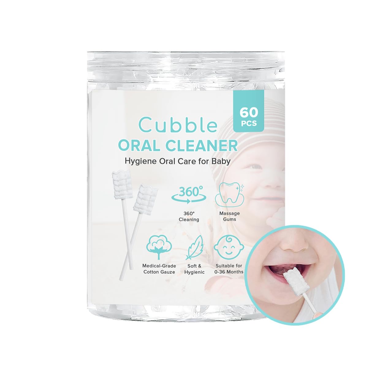 Baby Tongue Cleaner, 60pcs, Disposable Infant Toothbrush, Hygiene Oral Care Oral Wipes for Baby and Infant
