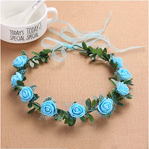 Adjustable Bridal Flower Garland Headband Flower Crown Hair Wreath Halo Floral Wreath Headband (10 PCS Different Colors) - Thumbnail 4