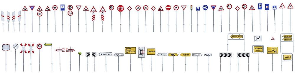 Faller FA 180534 - Traffic Sign Set, Accessories for Model Railway, Model Making, White
