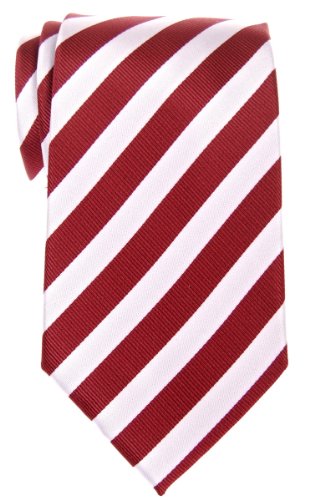 Retreez Exquisite Regimental Stripe Woven Microfiber Men's Tie - Burgundy and White