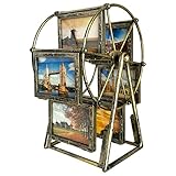 XBEEK Rotating Ferris Wheel Picture Frame, Shows for 12 Photos 3.5x5 in, Multiple Vintage Picture Frames with Glass Front, Fit for Desk Table Top