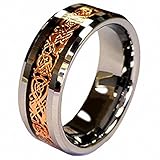 18K Rose Gold Plated Celtic Dragon 8mm Tungsten Carbide Wedding Band Ring Size 6-13 Half Size