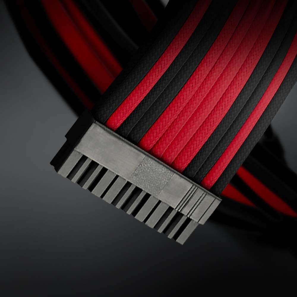 Antec Sleeved Cable - Power Supply Cable Extension Kit with Extra-Sleeved 24 PIN 8PIN 6PIN 4+4 PIN with Combs- Red (11.8inch/30cm) - Image 5